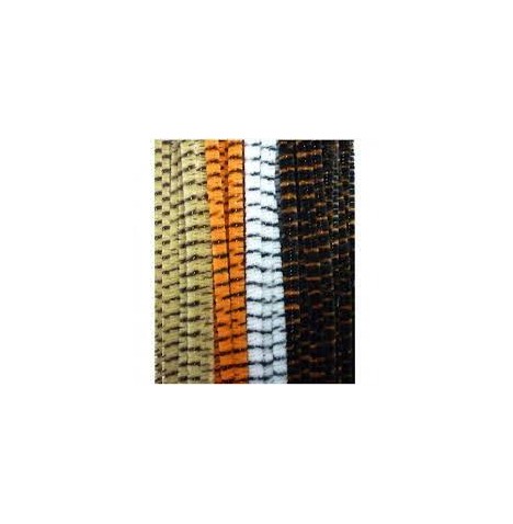 Chenille tigrée Blanc/Marron le mètre 6 mm