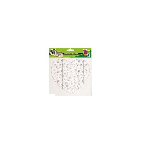 Puzzle carton blanc coeur 40 pièces LOT de 10