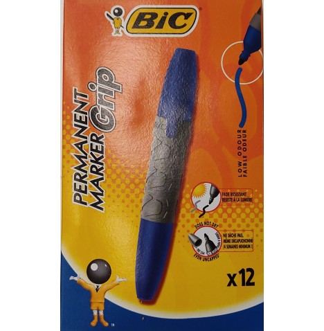 Marqueur perm. avec grip pointe ogive bleu