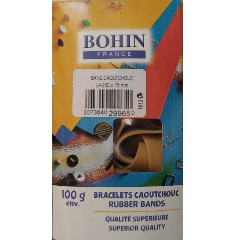 Elastique caoutchouc  15 x200 mm boite de 100gr