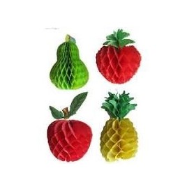 Fruits en Papier Alvéolé – Poire 19 cm, Pomme 13 cm ou Ananas 17 cm