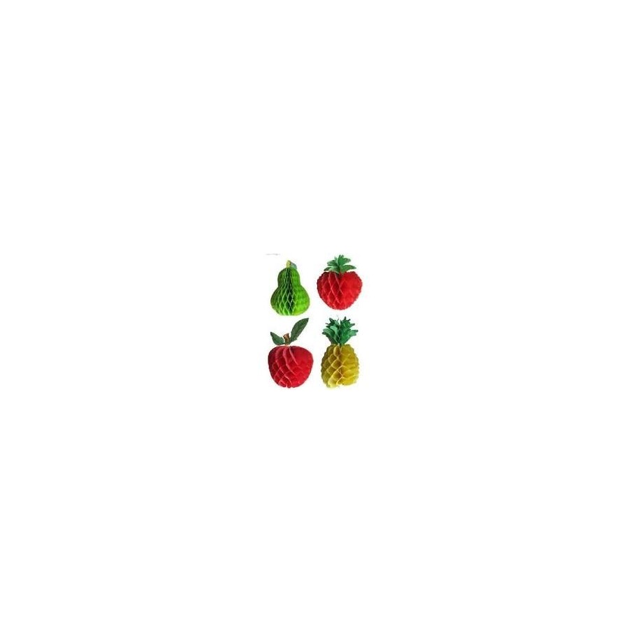 Fruits en Papier Alvéolé – Poire 19 cm, Pomme 13 cm ou Ananas 17 cm