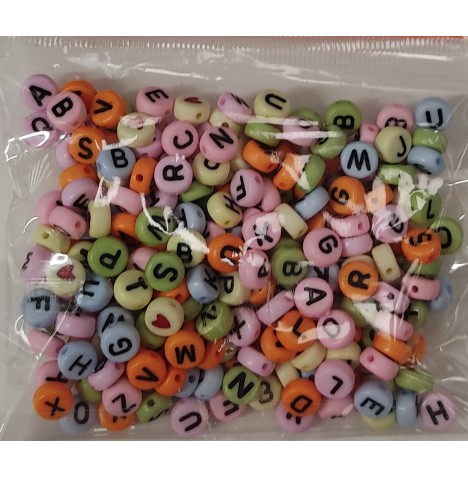 sachet 250 perles alphabet multicolores