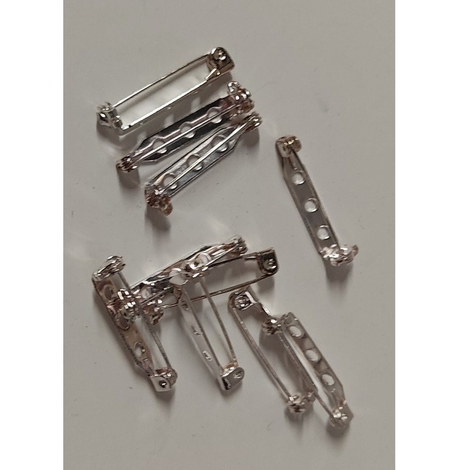 Barrettes 3 trous 25 mm argent le sachet de 10