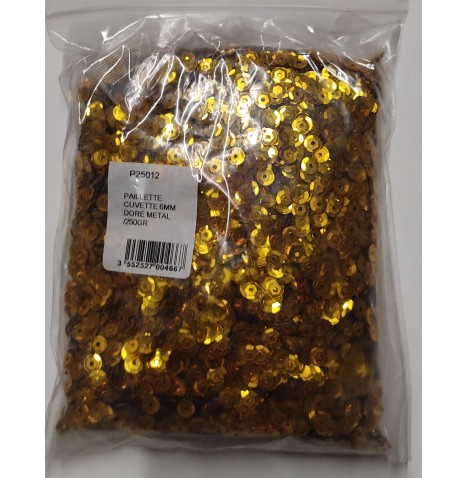 Sachet 250 g sequins diamètre 6 mm or