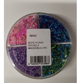 Boites 4 cases Mix Perles et tubes Bleu/violet