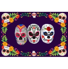 Masque tissu rigide Dia de los muertos l'unité