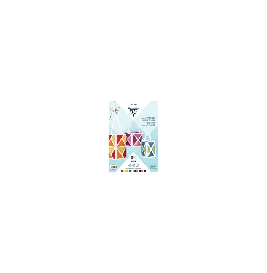Papier vitrail rlx 25x 32 cm ass. les 12 fles