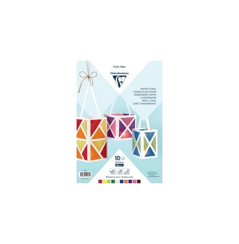 Papier vitrail rlx 25x 32 cm ass. les 12 fles