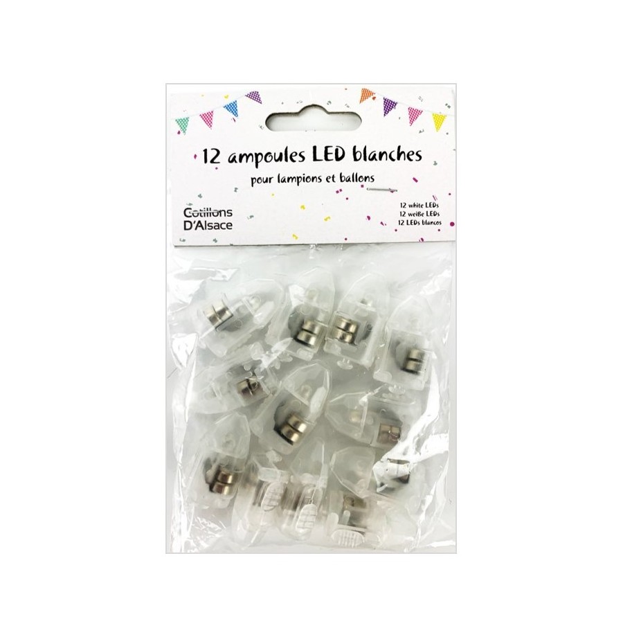 Sachet de 12 mini Led  lumière blanche pour lampions et ballons