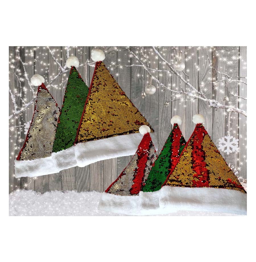 Bonnet de Noël Sequins réversible 1 face 2 couleurs