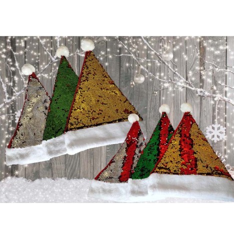 Bonnet de Noël Sequins réversible 1 face 2 couleurs