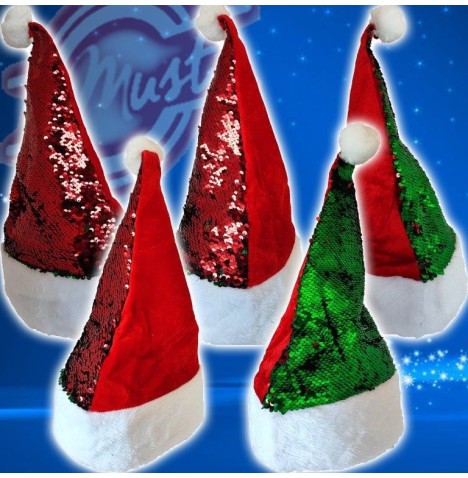 Bonnet de Noël Sequins réversible 1 face 2 couleurs