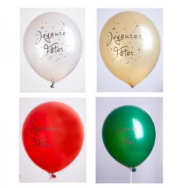 Ballons Métal assortis Joyeuses Fêtes  30 cm les 10