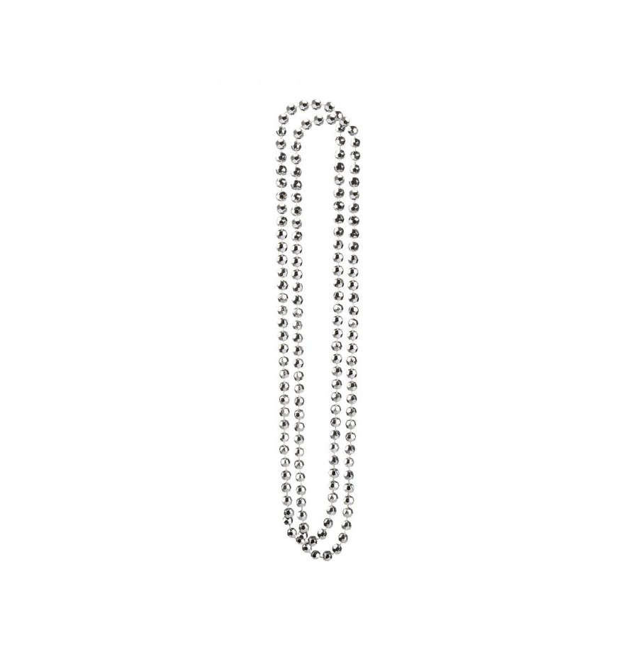 Collier  perles plastiques argent lot de 2