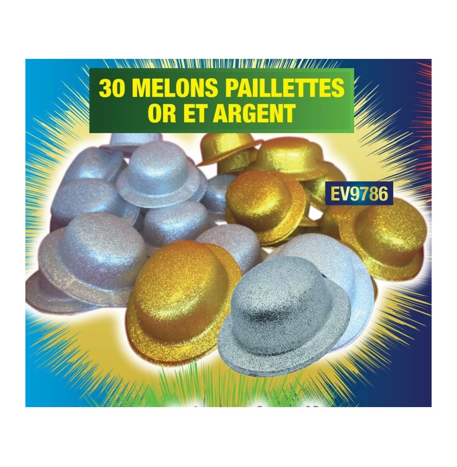 Lot 30 chapeaux Melons Pailletés Or et Argent