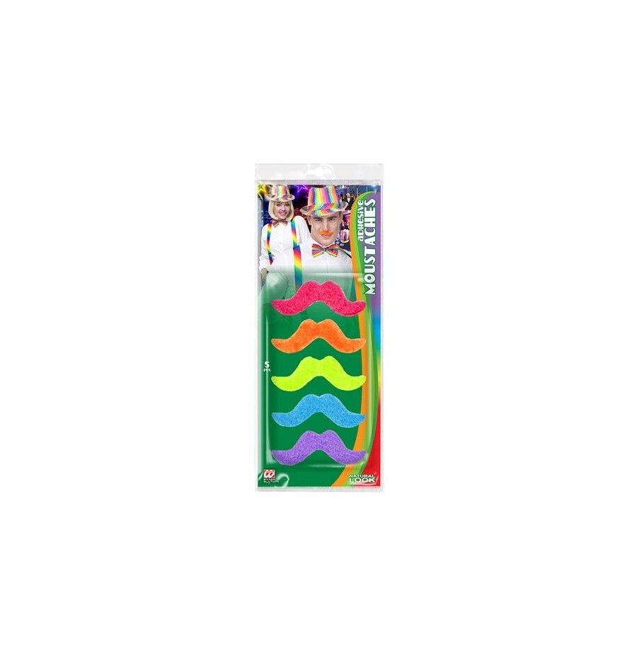 Pack de 6 moustaches  flashy assorties