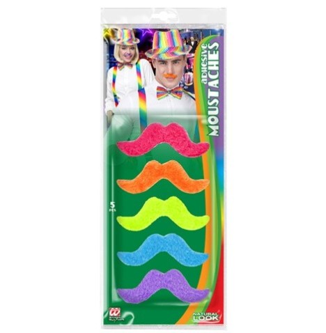 Pack de 6 moustaches flashy assorties - Moustaches et Masques  pas ...