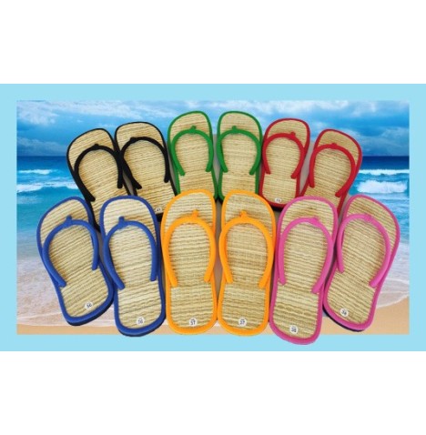 Tongs en paille – Colorées, légères, tailles assorties