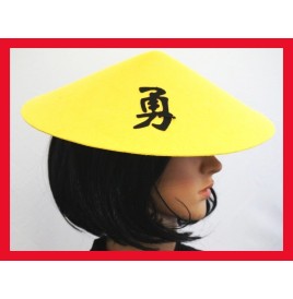 Chapeau chinois feutrine jaune avec élastique