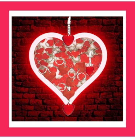 Porte clés Coeur Saint Valentin - Lots promotionnels  pas cher-rouge