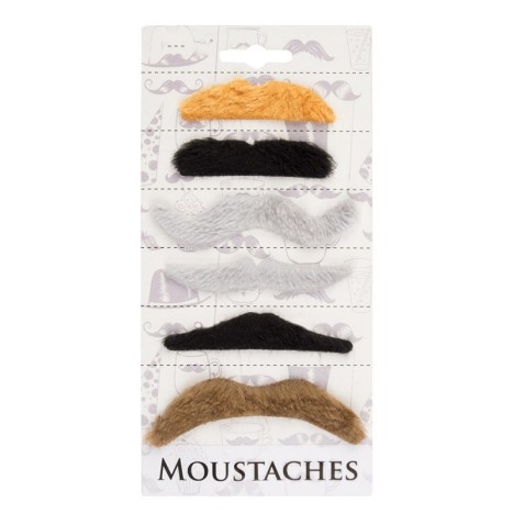 Pack de 6 moustaches noires - Moustaches et Masques  pas cher