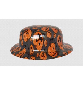 Chapeau melon Halloween citrouille noir et orange : look festif garanti.