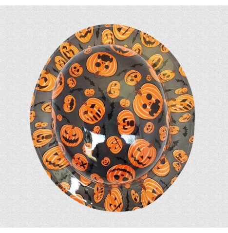 Chapeau Halloween Bleu et citrouille PVC