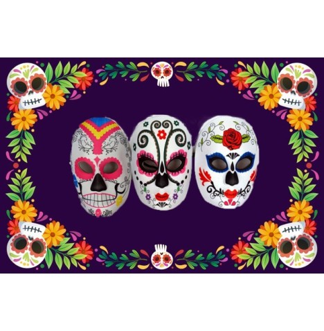 copy of Masque tissu rigide Dia de los muertos l'unité