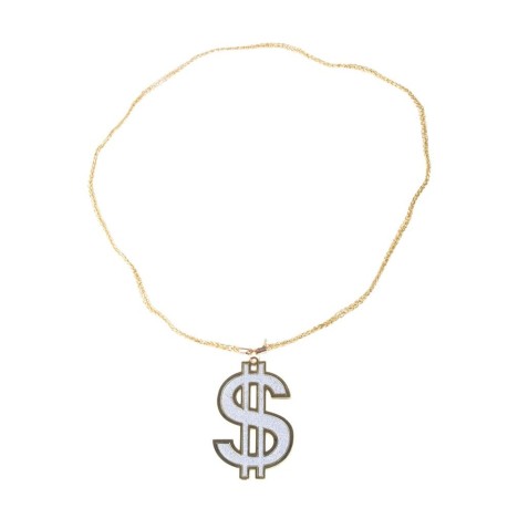 Collier Dollar Doré ou argenté 50 cm modèle - Accessoires  pas cher