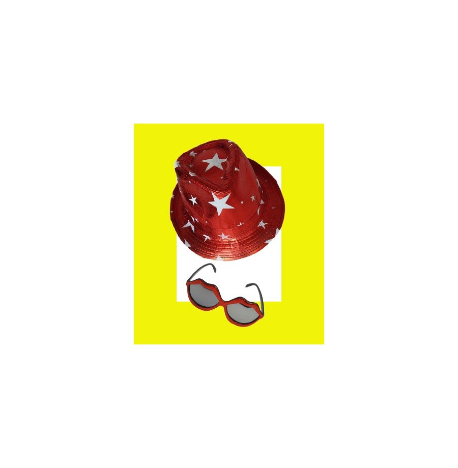 Pack Borsalino rouge & lunettes bouche Pack Borsalino rouge & lunettes bouche