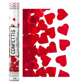 Canon à confettis papier Coeurs rouge 40cm