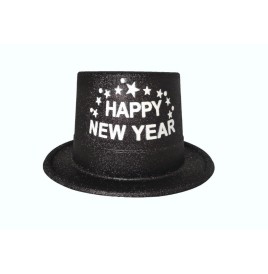 Chapeau Happy New Year Pailleté Noir