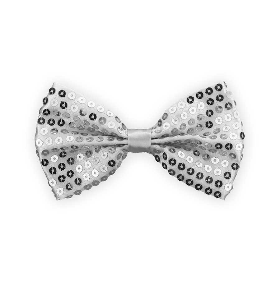 Noeud papillon Argent 11 x 7 cm  sequins