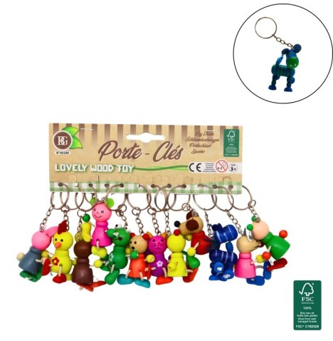 Porte clé animal en bois 4 cm - Jeux bois  pas cher