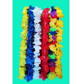 Collier Hawai fleurs tissu multicolore - Tropical   pas cher