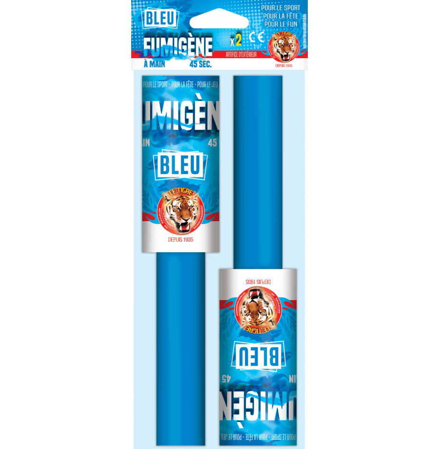 Fumigène à main 45 secondes Bleu le lot de 2