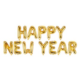 Guirlande Ballons Mylar lettre HAPPY NEW YEAR Or