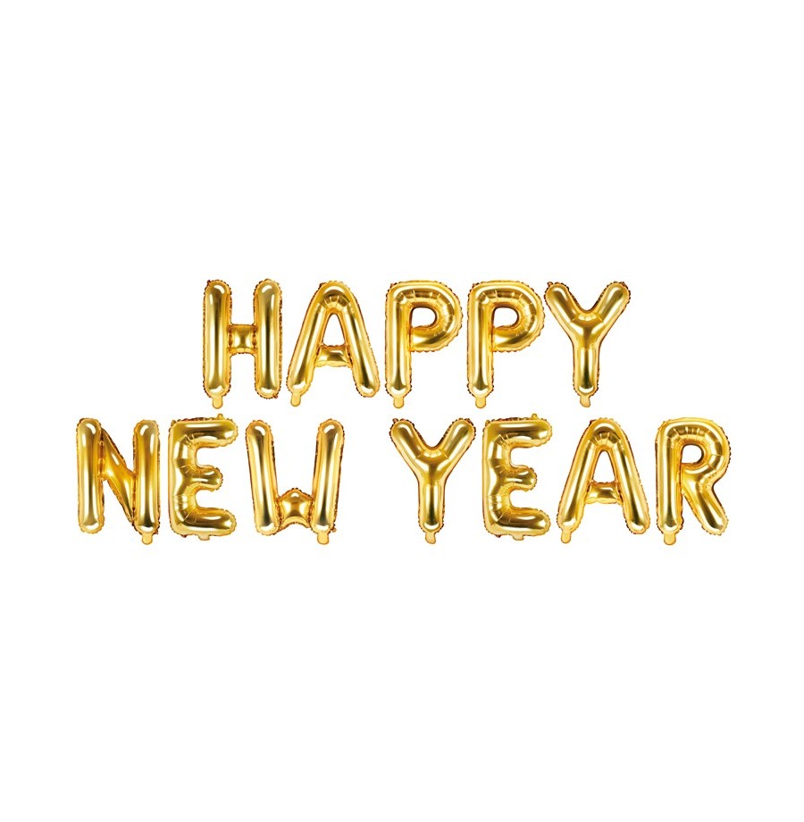 Guirlande Ballons Mylar lettre HAPPY NEW YEAR Or