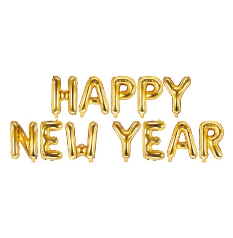 Guirlande Ballons Mylar lettre HAPPY NEW YEAR Or