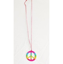 collier génération Peace & love au couleur arc en ciel .