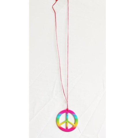 collier génération Peace & love au couleur arc en ciel .