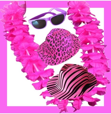 Lot 42 Accessoires Roses – Colliers, Chapeaux & Lunettes pour Fête