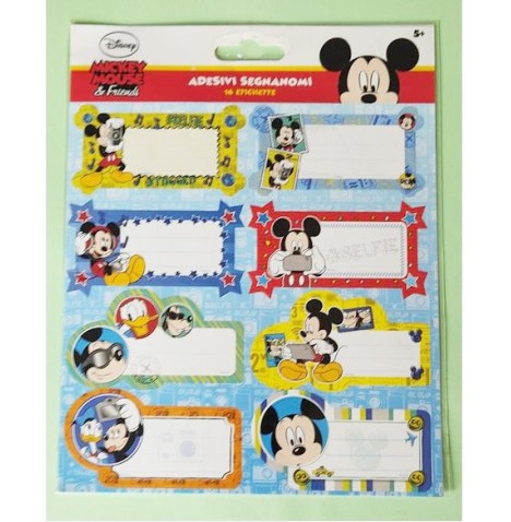 Planche de 16 étiquettes adhésives Mickey