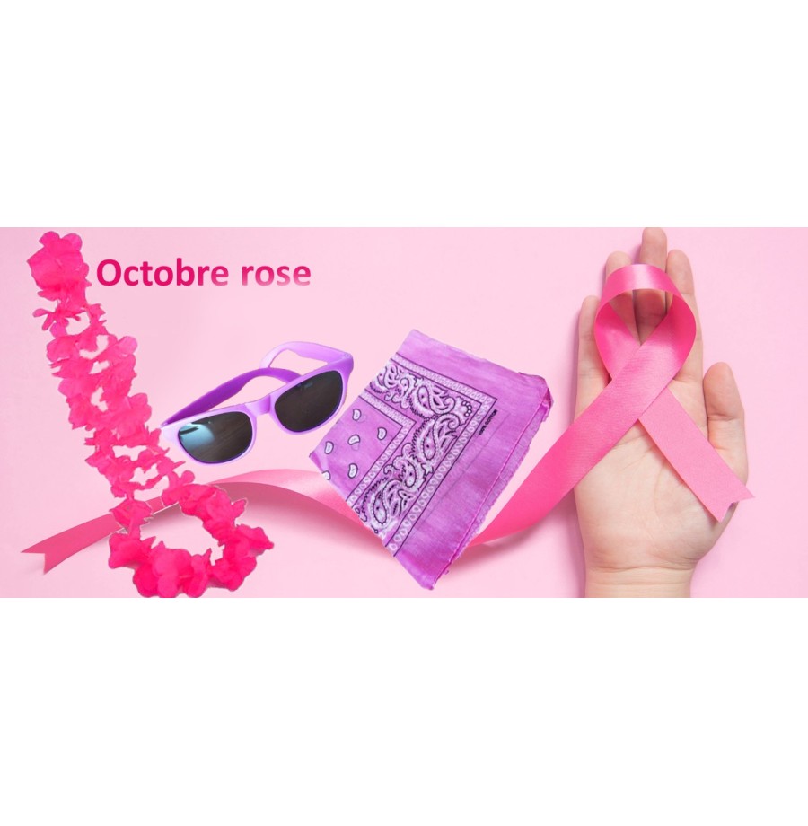 Lot Octobre Rose : lunettes, bandanas, colliers & bracelets roses