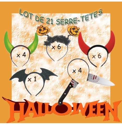 Lot de 21 serre-têtes Halloween : accessoires effrayants et amusants.