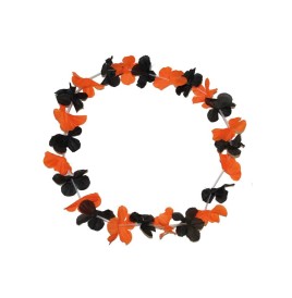 Collier Hawai Halloween orange et noir : parfait pour une fête terrifiante.