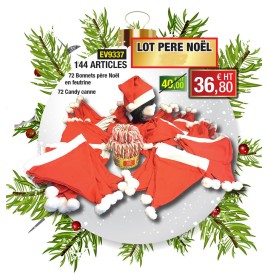 Lot Noël 72 Bonnets Rouges et Blancs + 72 Sucres d’Orge – Idéal Écoles