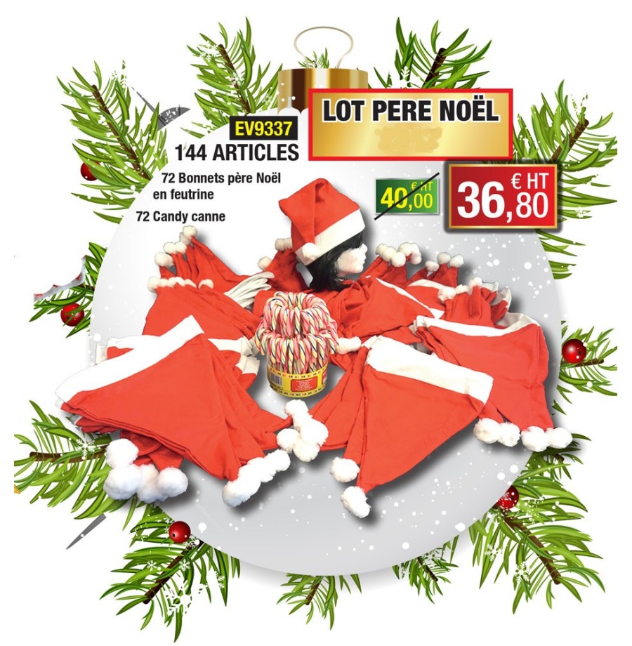 Lot père Noel  (72 bonnets+ 72 Candy canne)