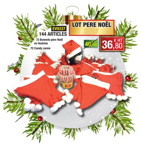 Lot père Noel  (72 bonnets+ 72 Candy canne)